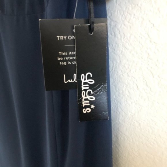 Lulu’s Perfectly Poised Off-the-Shoulder Maxi Navy Blue XS - Picture 4 of 8